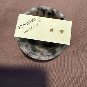 Gold Plated Mini Dots Cluster Stud Earrings with Jewelry Dish